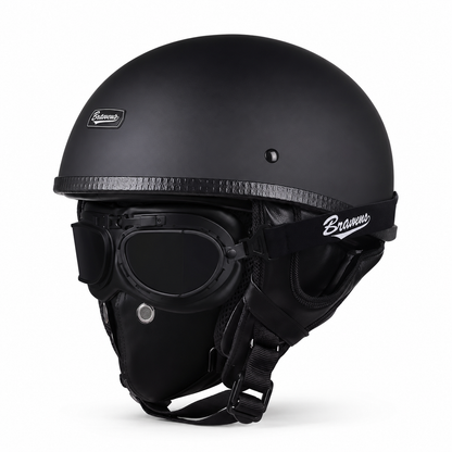 BikerZoneZ IronRider Retro Half Helmet