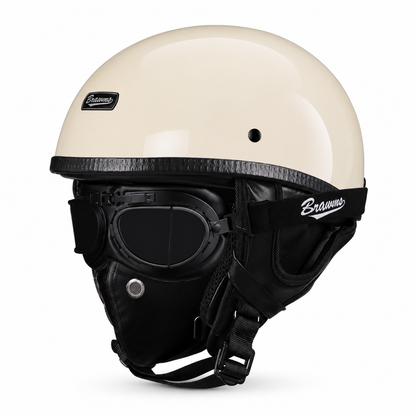 BikerZoneZ IronRider Retro Half Helmet