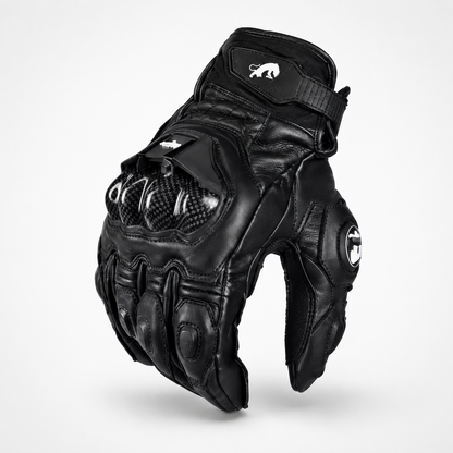 BikerZoneZ KnightGuard Leather Motorcycle Gloves