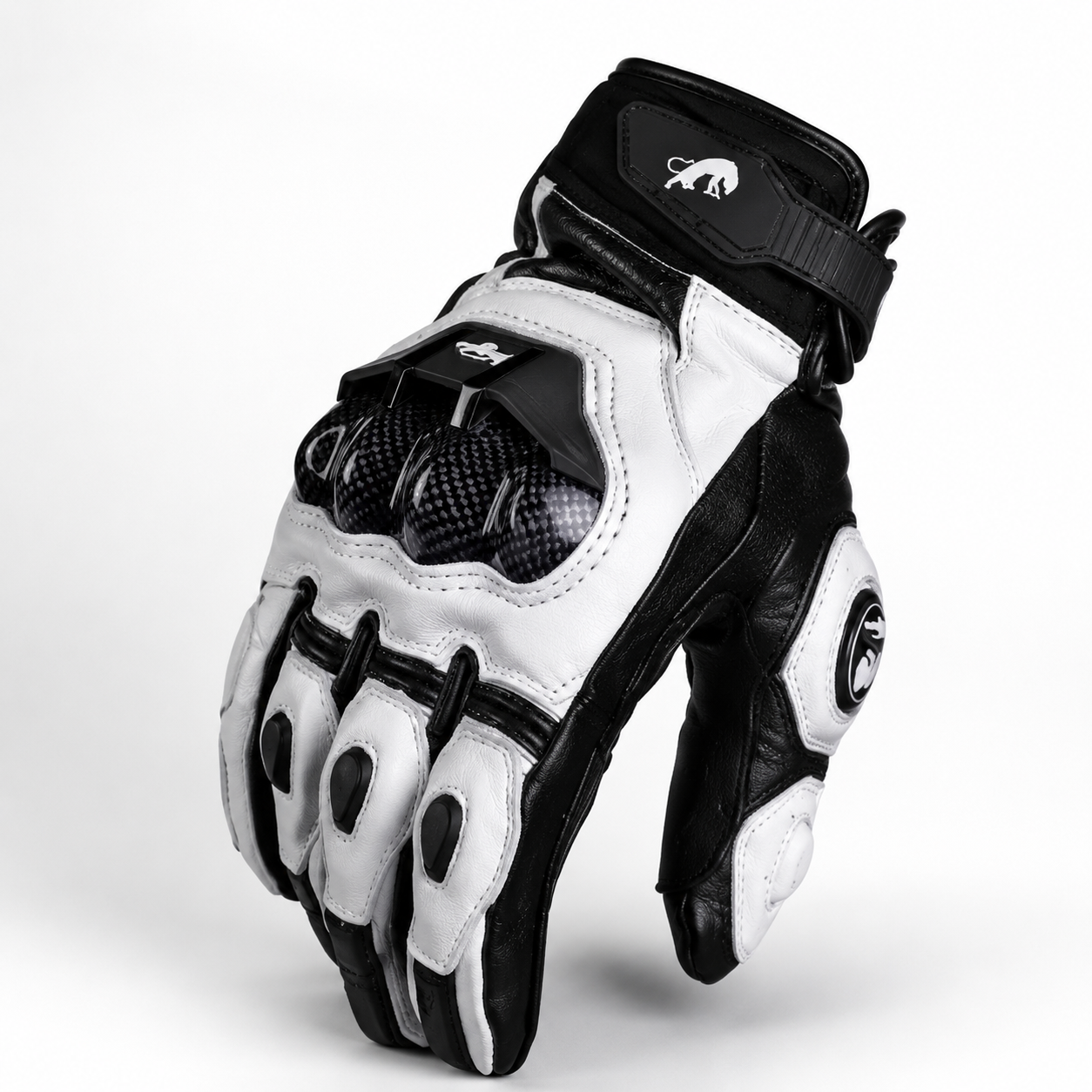 BikerZoneZ KnightGuard Leather Motorcycle Gloves