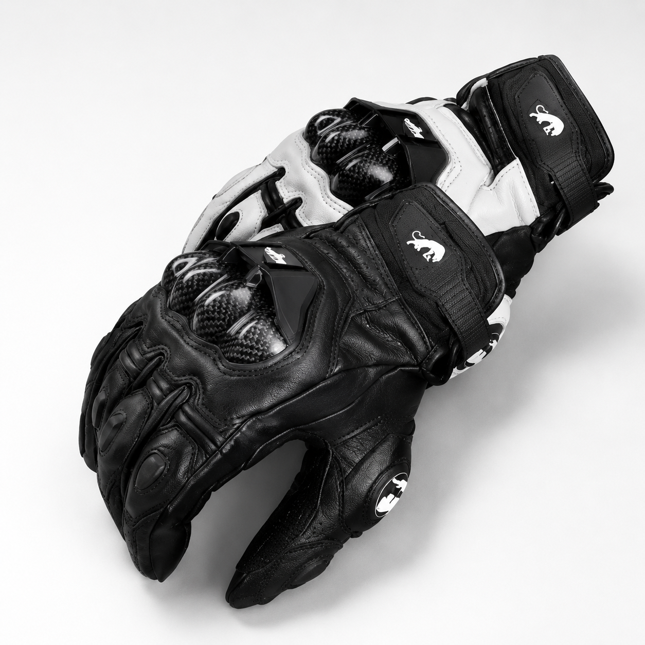 BikerZoneZ KnightGuard Leather Motorcycle Gloves