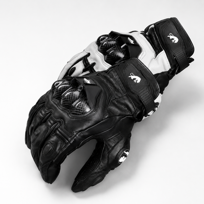 BikerZoneZ KnightGuard Leather Motorcycle Gloves