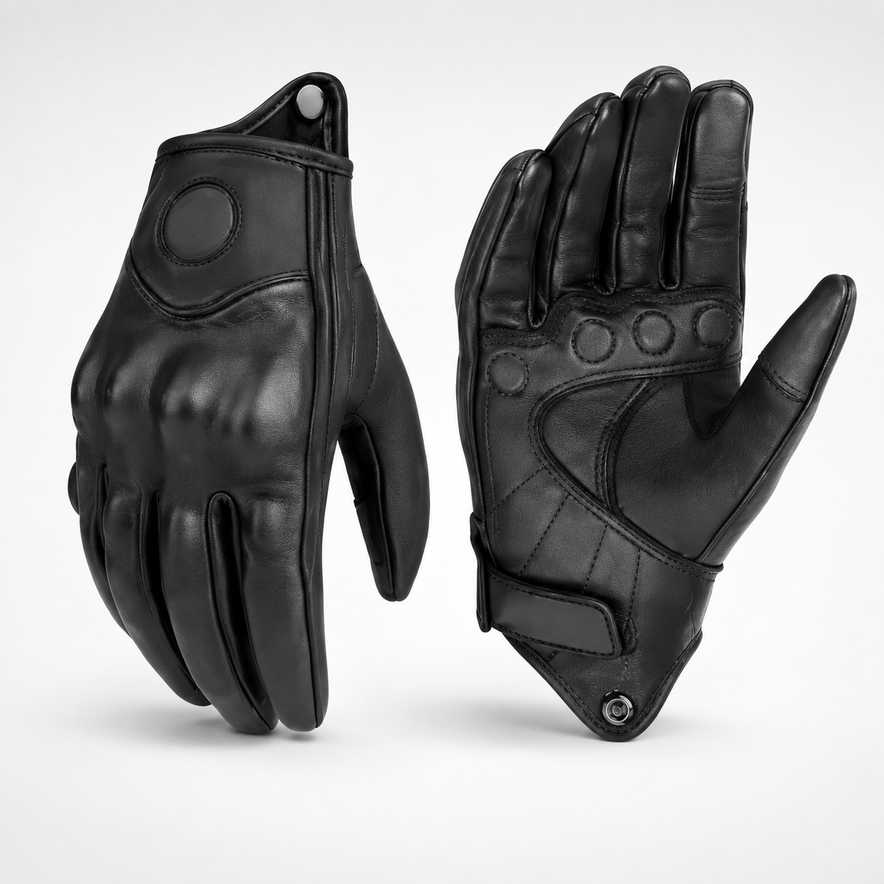 BikerZoneZ KnightGuard Leather Motorcycle Gloves