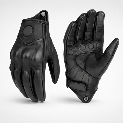 BikerZoneZ KnightGuard Leather Motorcycle Gloves