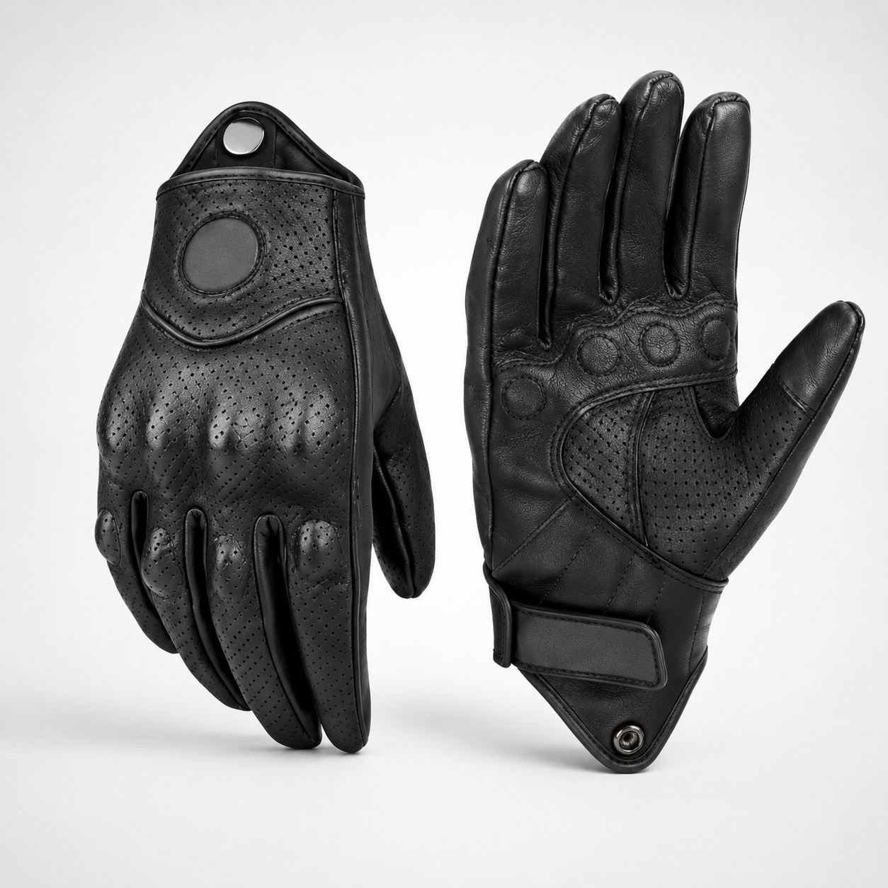 BikerZoneZ KnightGuard Leather Motorcycle Gloves