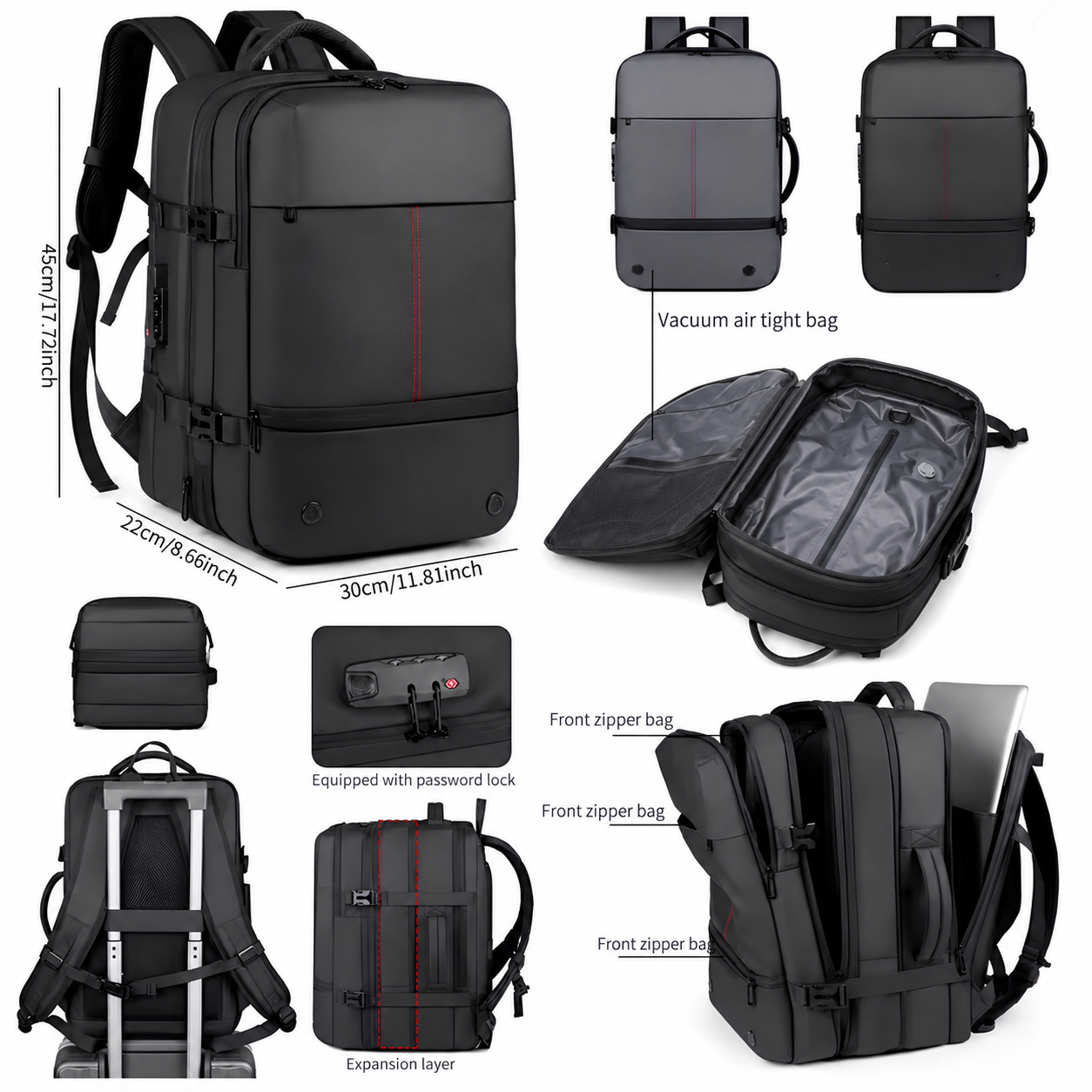 BikerZoneZ Vacuum Compression Expandable Travel Backpack