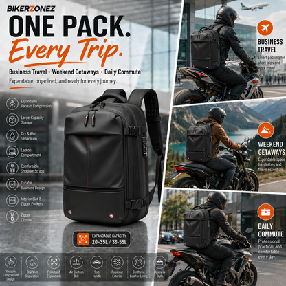 BikerZoneZ Vacuum Compression Expandable Travel Backpack