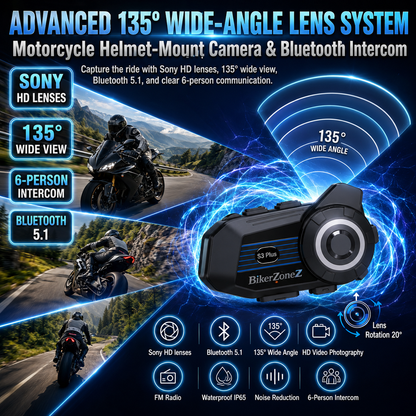 BikerZoneZ S3 Plus Motorcycle Helmet Bluetooth Intercom