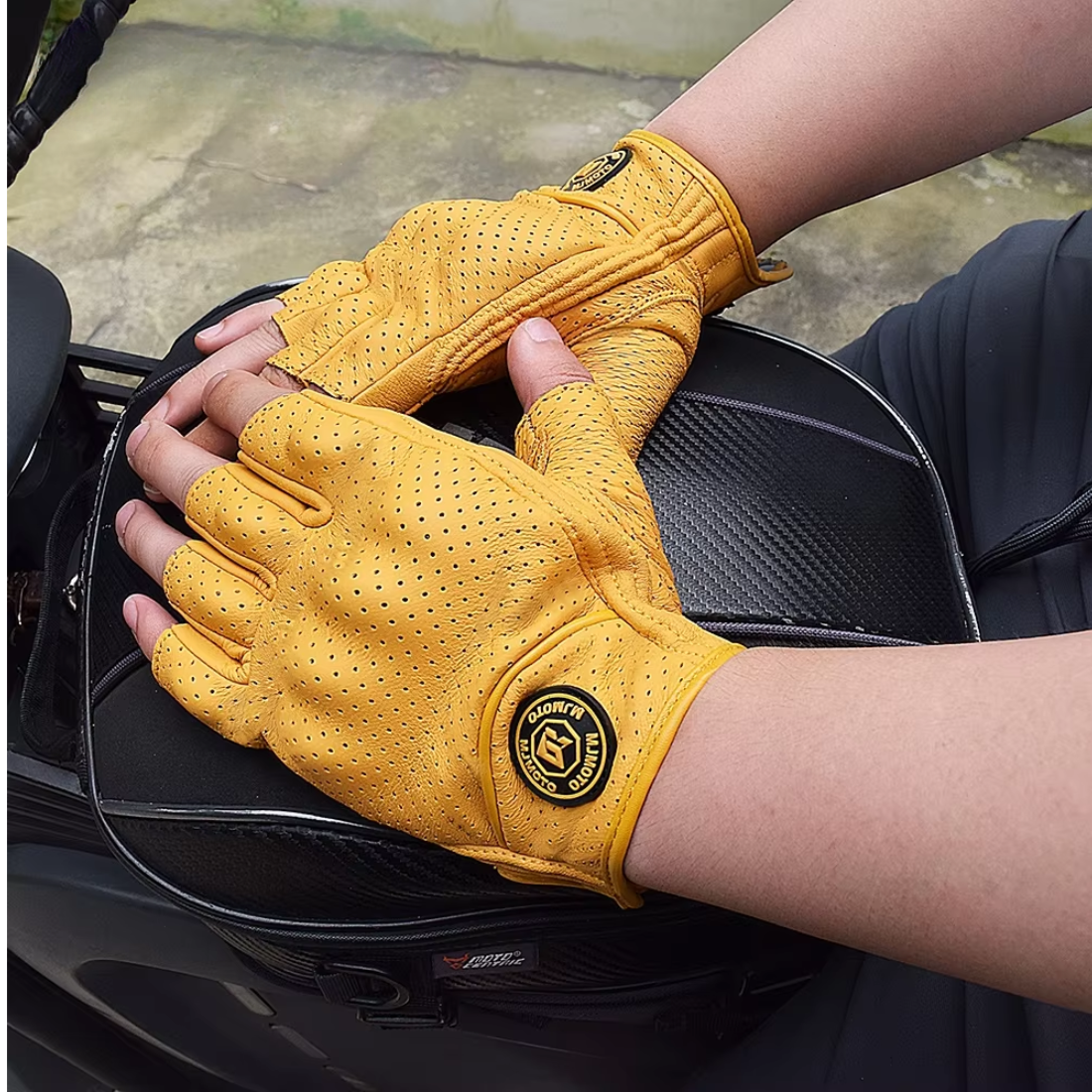 Motorcycle Half Finger Leather Gloves