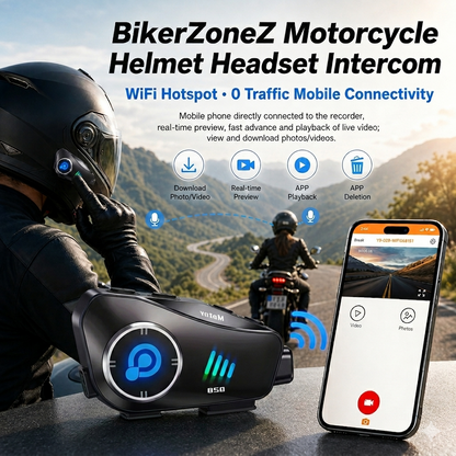 BikerZoneZ Motorcycle Helmet Headset Intercom