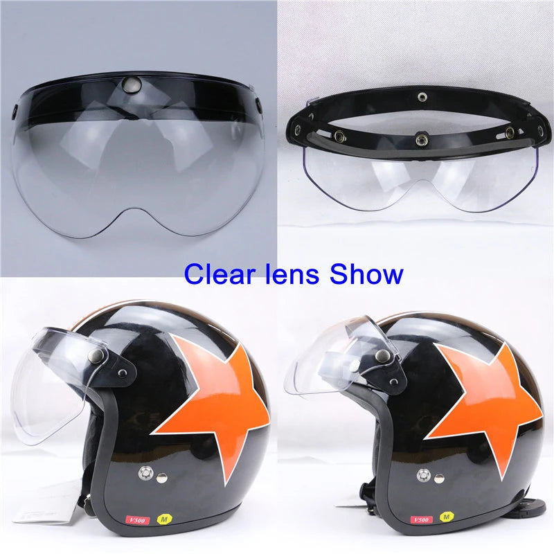 Universal 3-Snap Visor for Open-Face Motorcycle Helmet