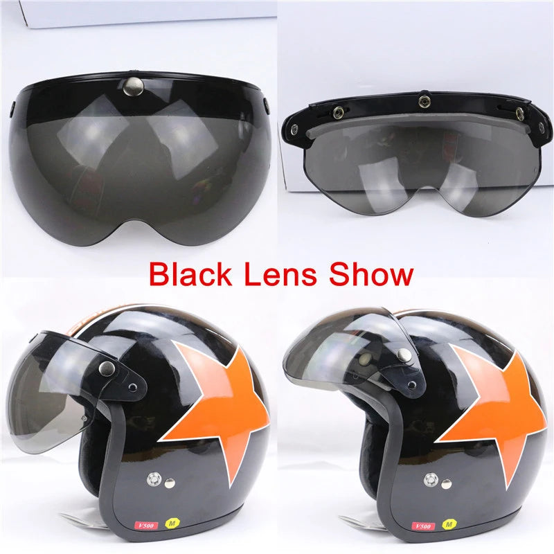 Universal 3-Snap Visor for Open-Face Motorcycle Helmet