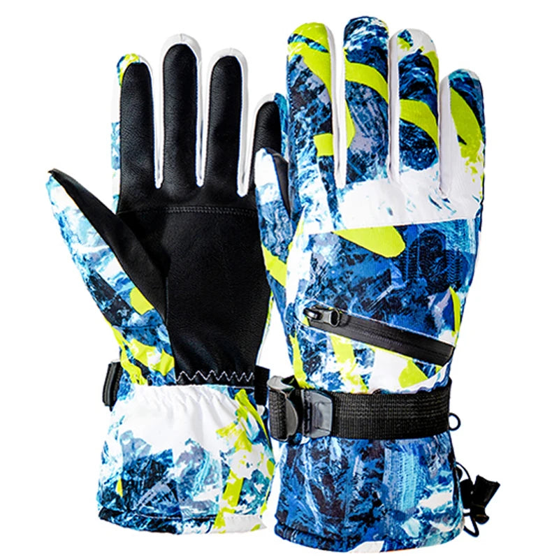 BG39 Warm Winter Motorcycle Snowboard Ski PU Leather Non-slip Touch Screen Gloves (7 Colors)