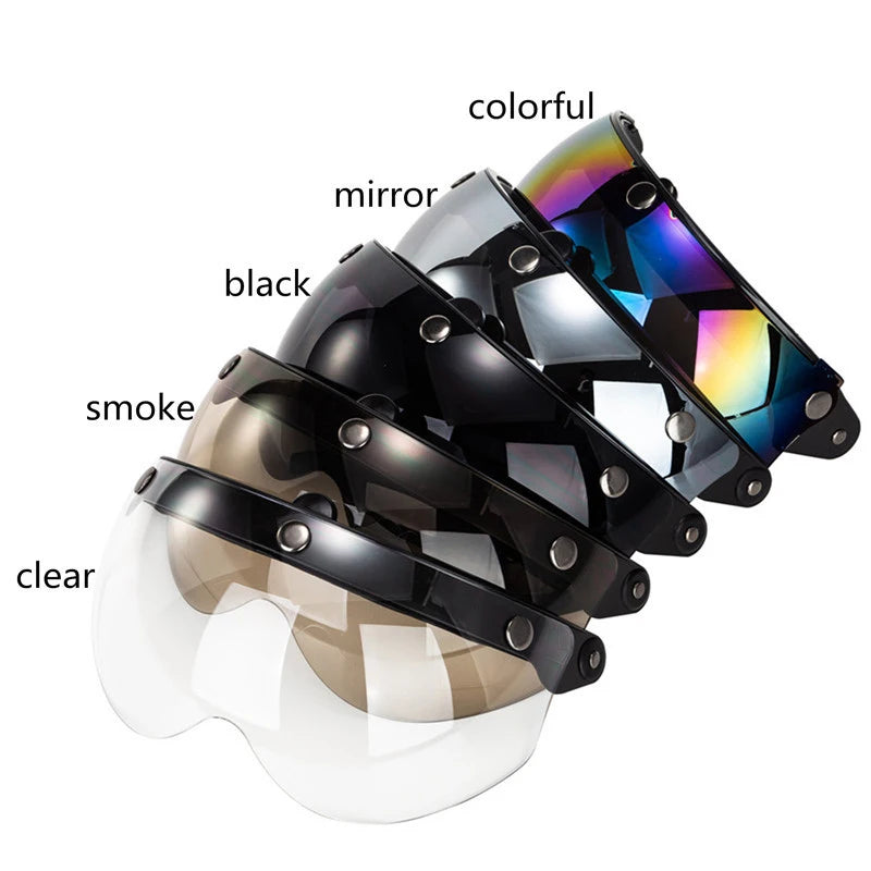 Universal 3-Snap Visor for Open-Face Motorcycle Helmet