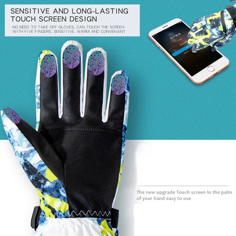 BG39 Warm Winter Motorcycle Snowboard Ski PU Leather Non-slip Touch Screen Gloves (7 Colors)