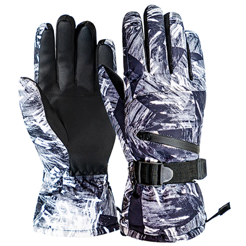 BG39 Warm Winter Motorcycle Snowboard Ski PU Leather Non-slip Touch Screen Gloves (7 Colors)