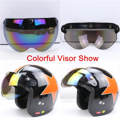 Universal 3-Snap Visor for Open-Face Motorcycle Helmet