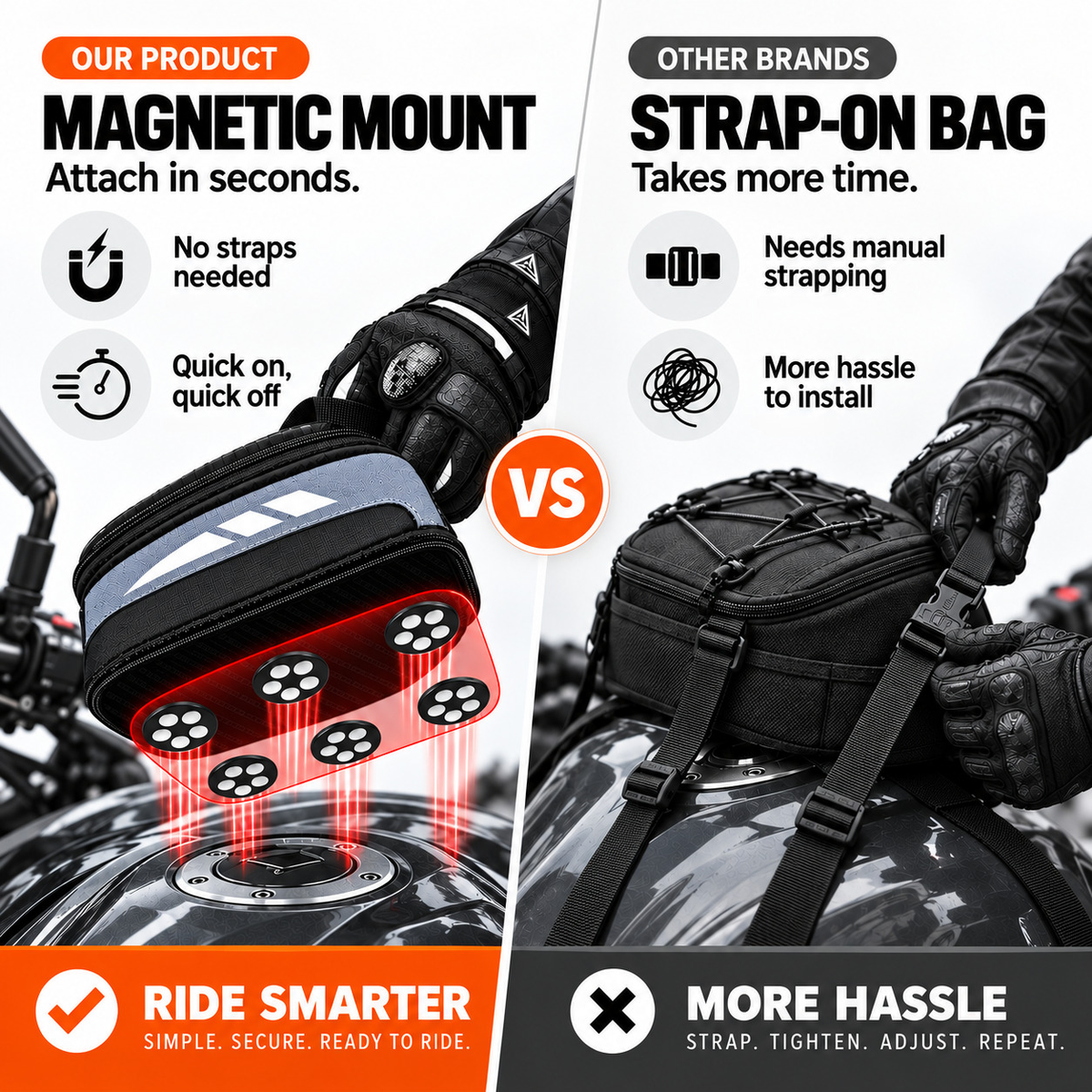 BikerZoneZ Magnetic Hard Shell Tank Bag