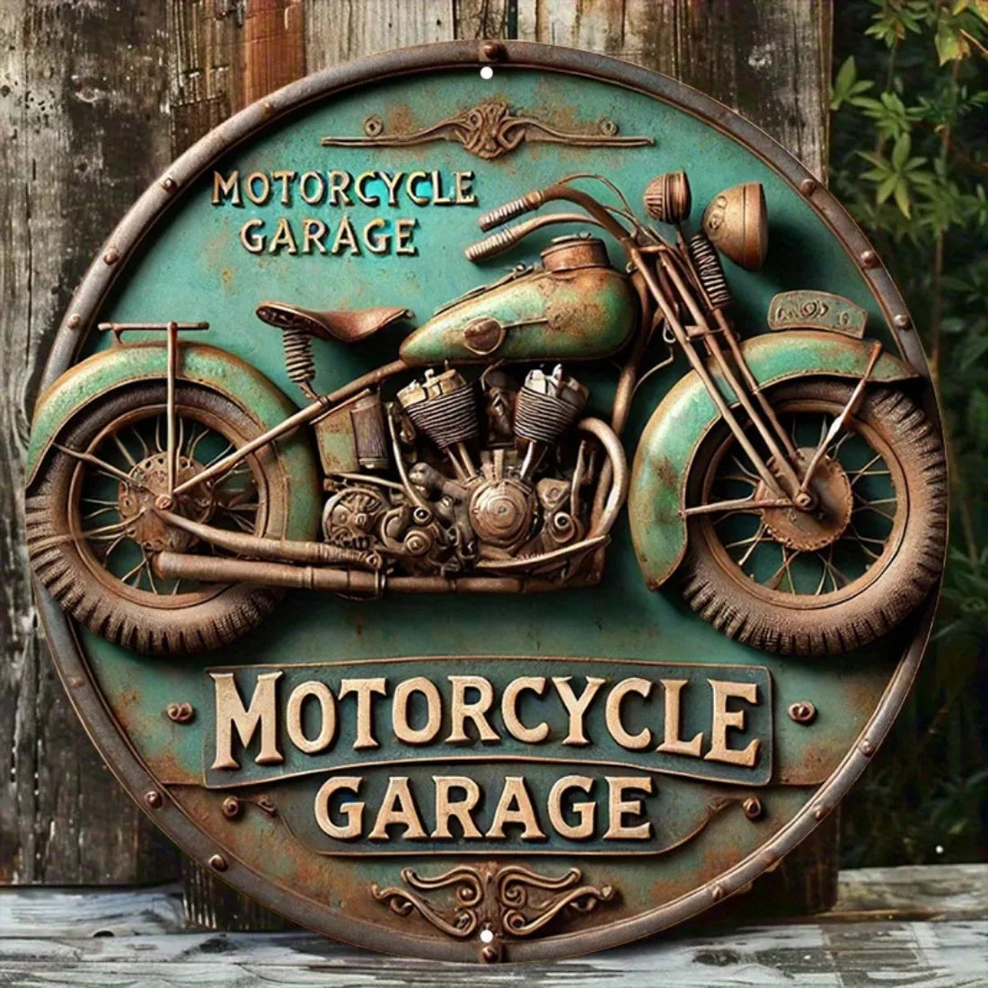 Vintage Round Aluminum Sign - Retro Metal Tin Sign - Motorcycle Rustic ...