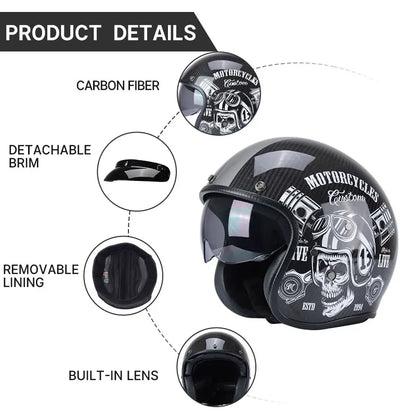 B02 Carbon Fiber Retro Motorcycle Helmets