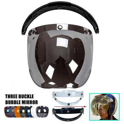 BGG13 Retro Bubble Shield Visor – Three-Buckle Design