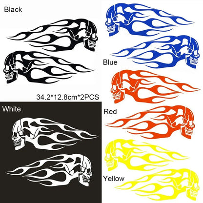 BA15 2Pcs/Set Flame Skulls Decals Motorcycle