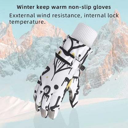 BG46 Warm Winter Fleece Plush Waterproof Windproof Touch Screen Outdoor Sport Gloves