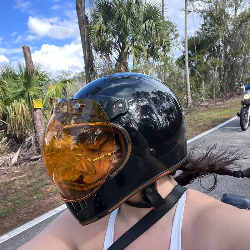 Retro Bubble Shield Visor – Three-Buckle Design – BikerZoneZ