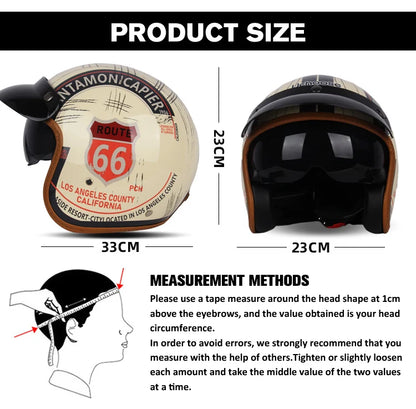 Vintage Motorcycle Helmet Open-Face