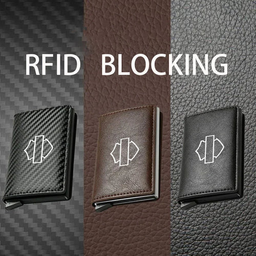 BA03 Leather/Carbon Fiber Card Holder RFID Blocking