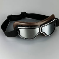 Coffee Leather - Silver Lens