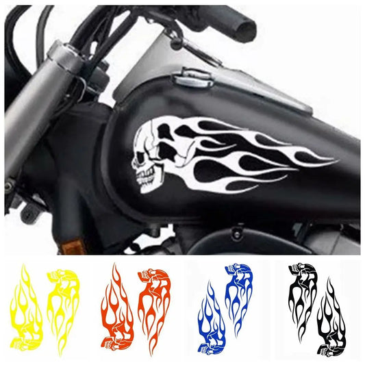 BA15 2Pcs/Set Flame Skulls Decals Motorcycle