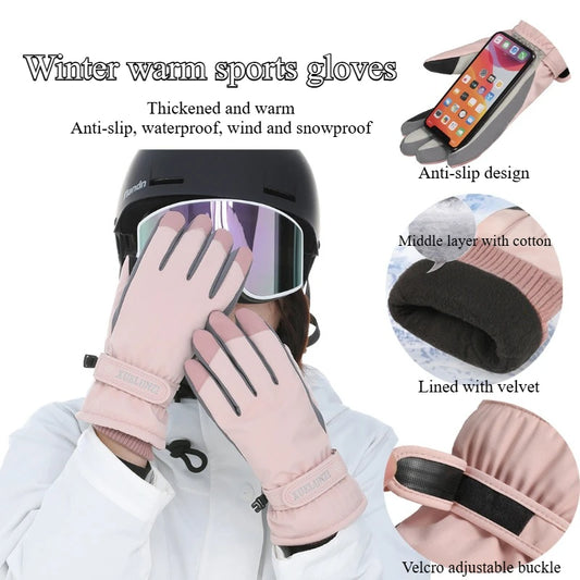 BG12 Winter Men and Women Sports  Warm Gloves Waterproof and Anti-slip Touch Screen