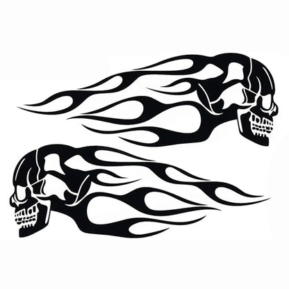 BA15 2Pcs/Set Flame Skulls Decals Motorcycle