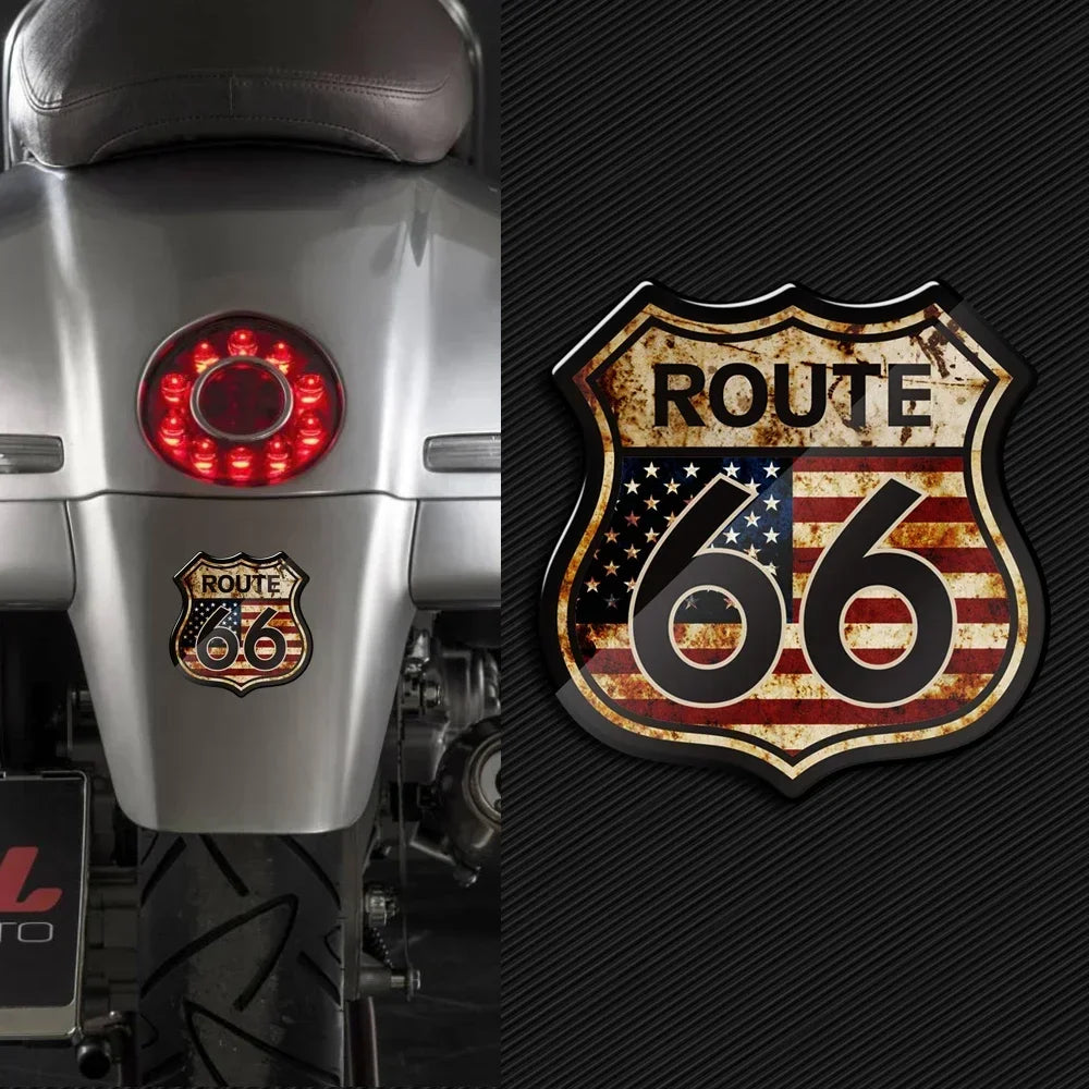 Alpha 66 Sticker 3D Route 66 Vintage Sticker – BikerZoneZ