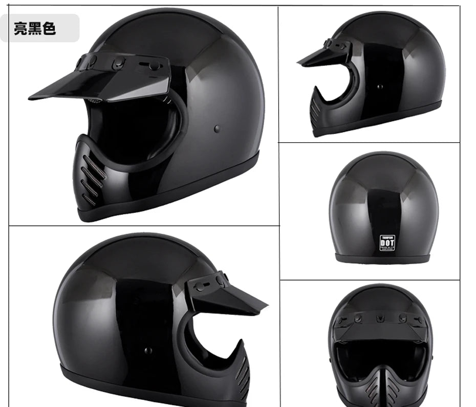 B22 Fiberglass Vintage Full-Face Motorcycle Helmet