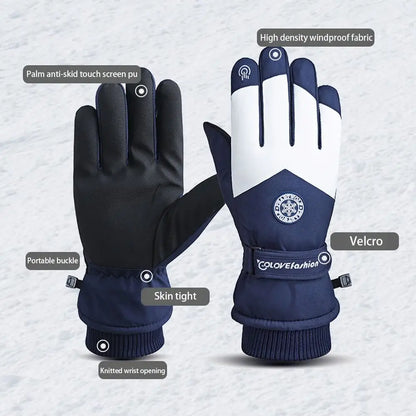 BG47 Warm Winter Snowboard Ski Motorcycle PU Leather Non-slip Touch Screen Waterproof Gloves (5 Colors)