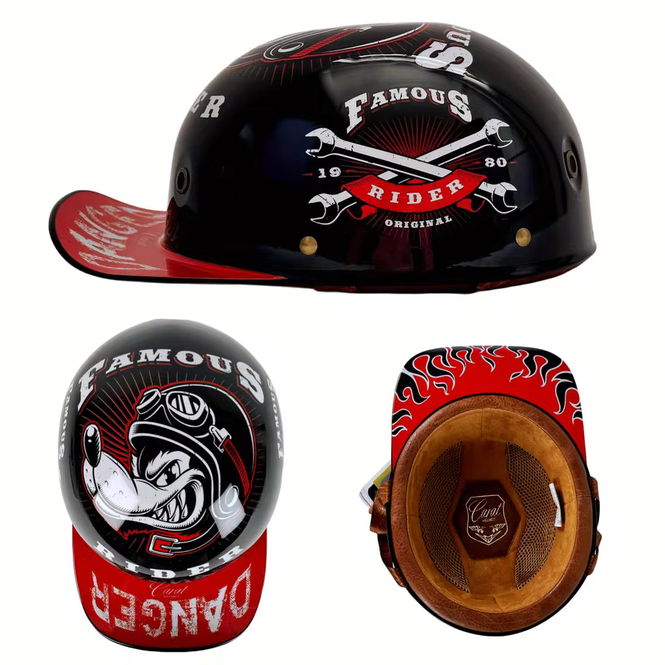 Retro 90s Half Helmet – Vintage Street Rider Style – BikerZoneZ