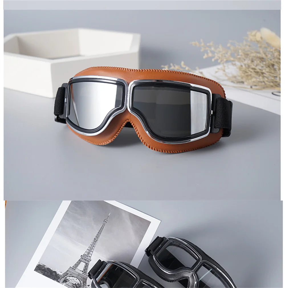 BGG05 Vintage Leather Motorcycle Goggles