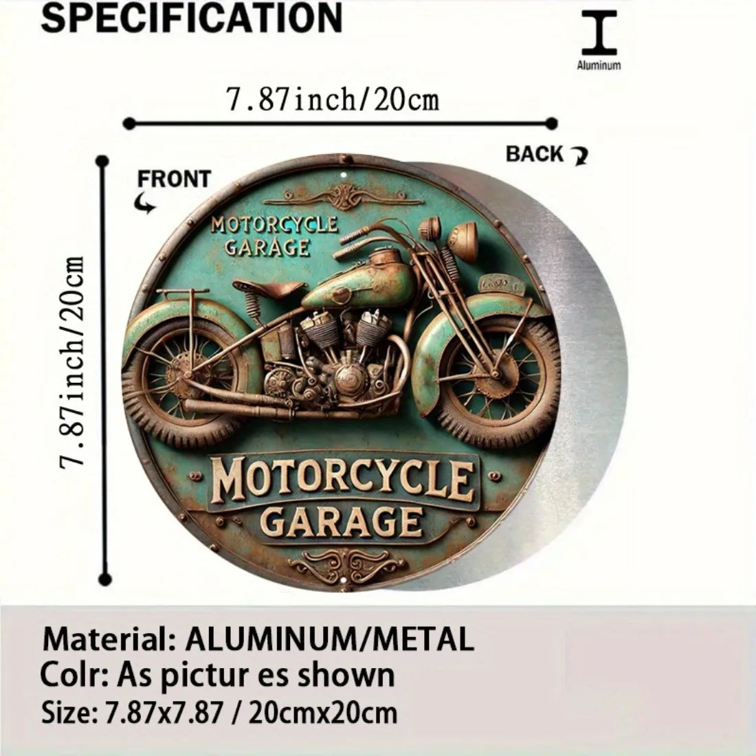 Vintage Round Aluminum Sign - Retro Metal Tin Sign - Motorcycle Rustic ...