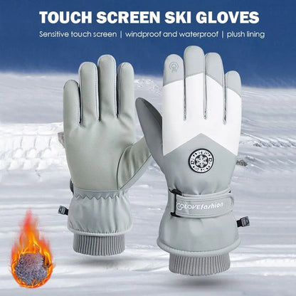 BG47 Warm Winter Snowboard Ski Motorcycle PU Leather Non-slip Touch Screen Waterproof Gloves (5 Colors)