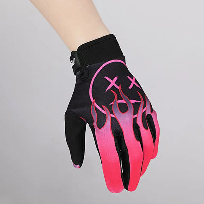 BG36 Pink Flame Long Finger Touch Screen Gloves (2 Version)