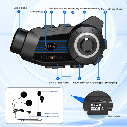 BikerZoneZ S3 Plus Motorcycle Helmet Bluetooth Intercom