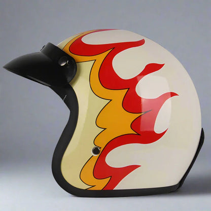 The Flame King - Vintage Open Face Helmet - DOT & ECE Approved