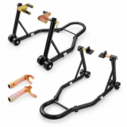 BikerZonez Heavy-Duty Front & Rear Motorcycle Stand Set