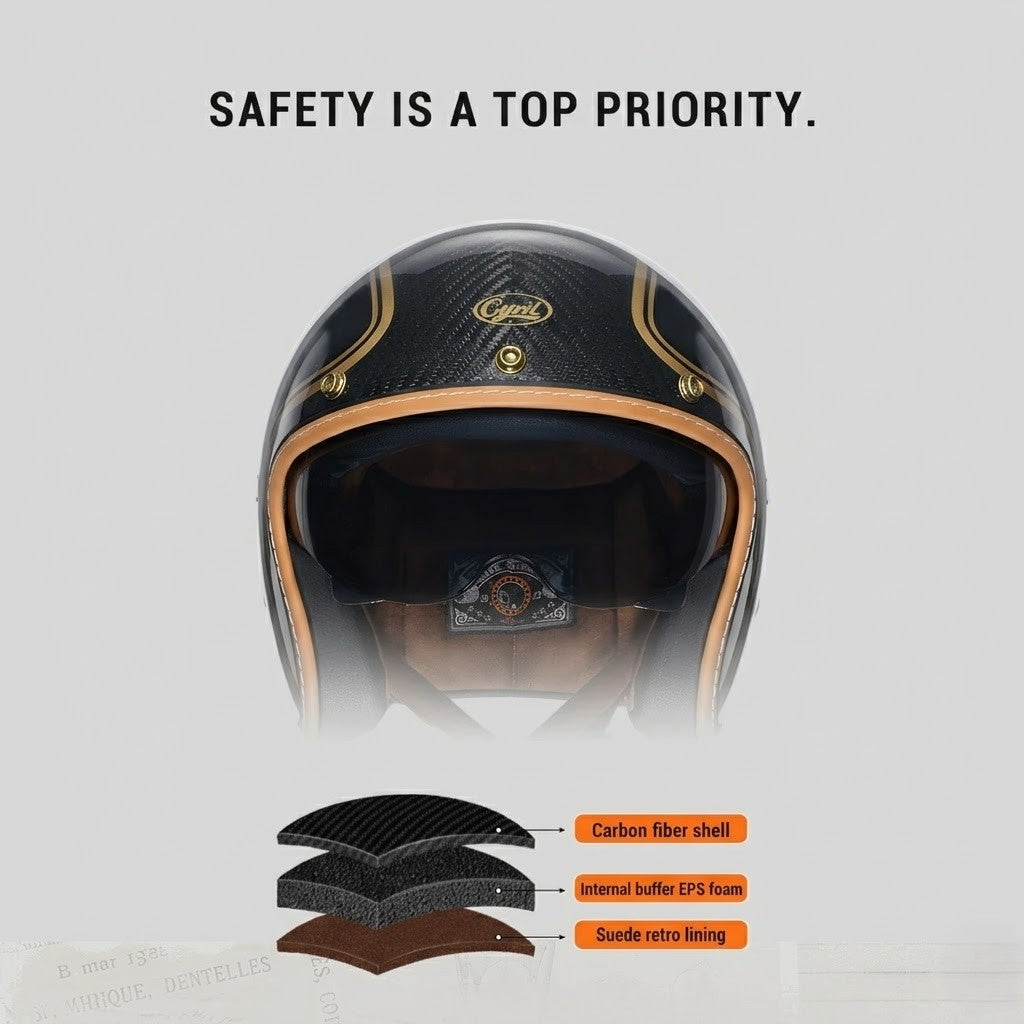 Carbon Fiber Retro Open Face Helmet – DOT Certified