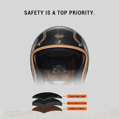 Carbon Fiber Retro Open Face Helmet – DOT Certified