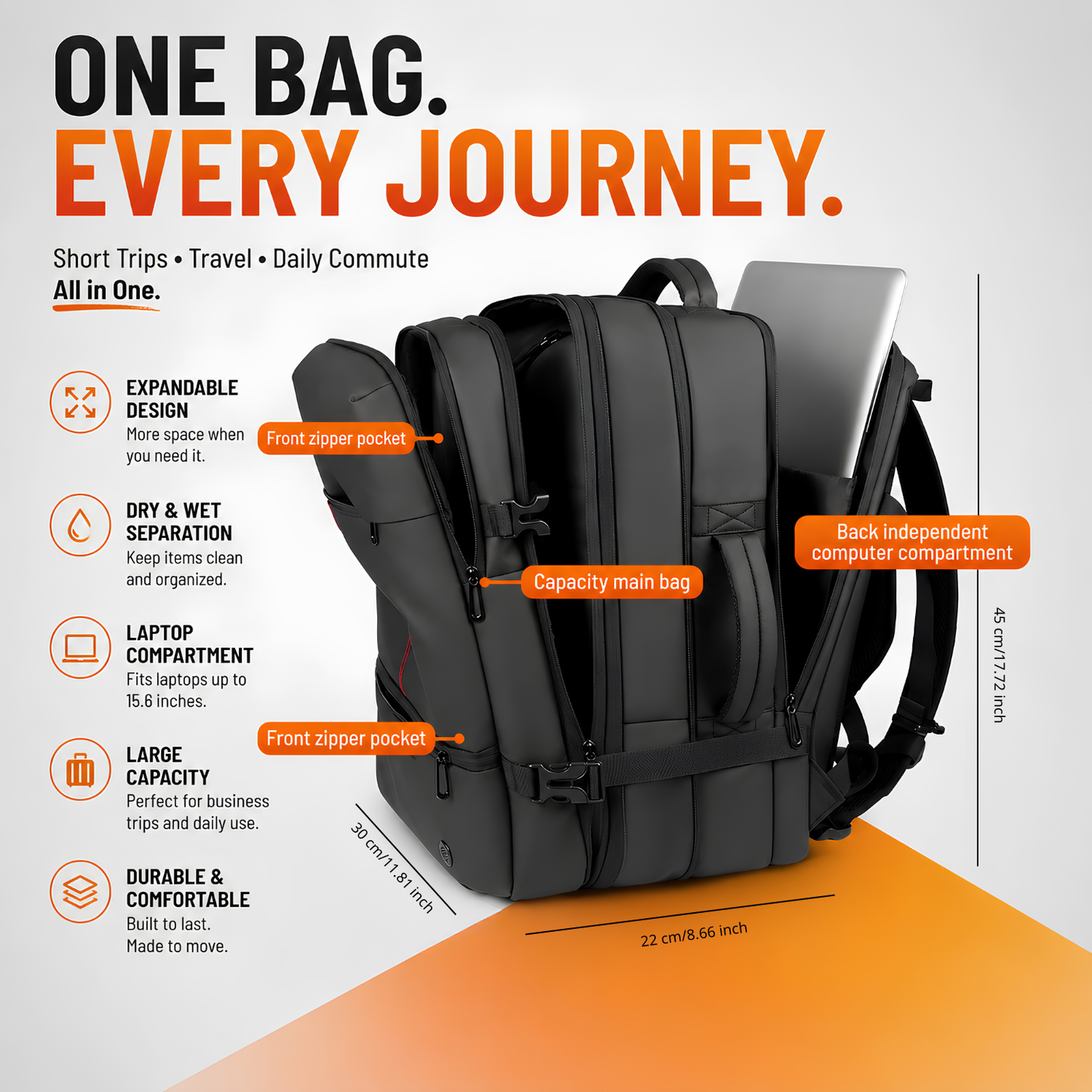 BikerZoneZ Vacuum Compression Expandable Travel Backpack