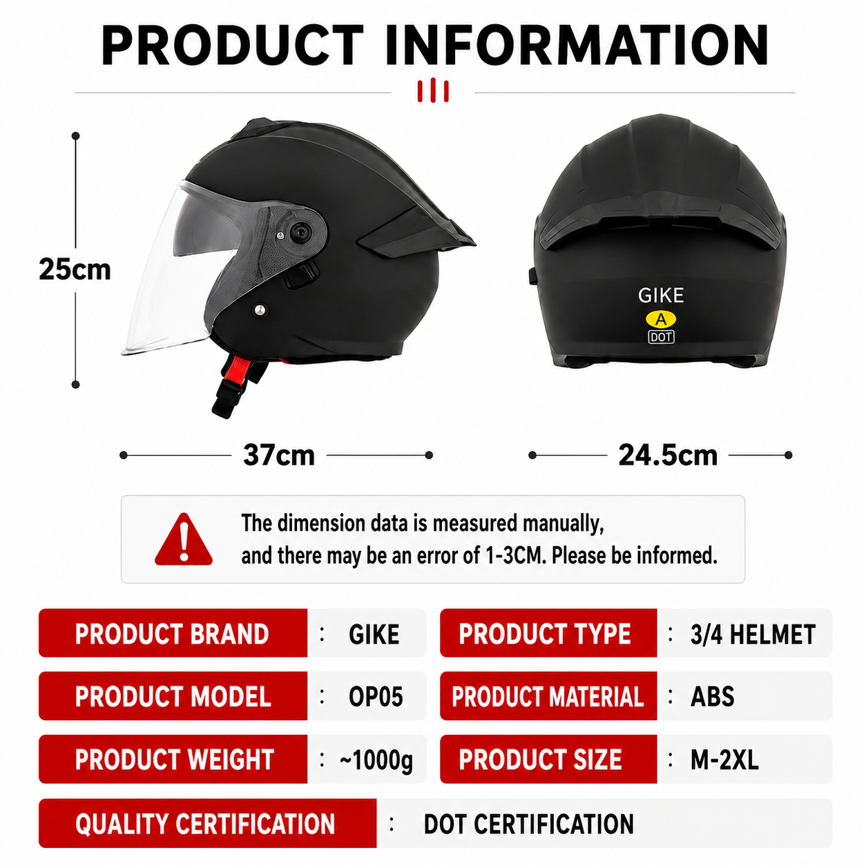 BikerZoneZ Dual Visor Modular Open Face Helmet - DOT Certified