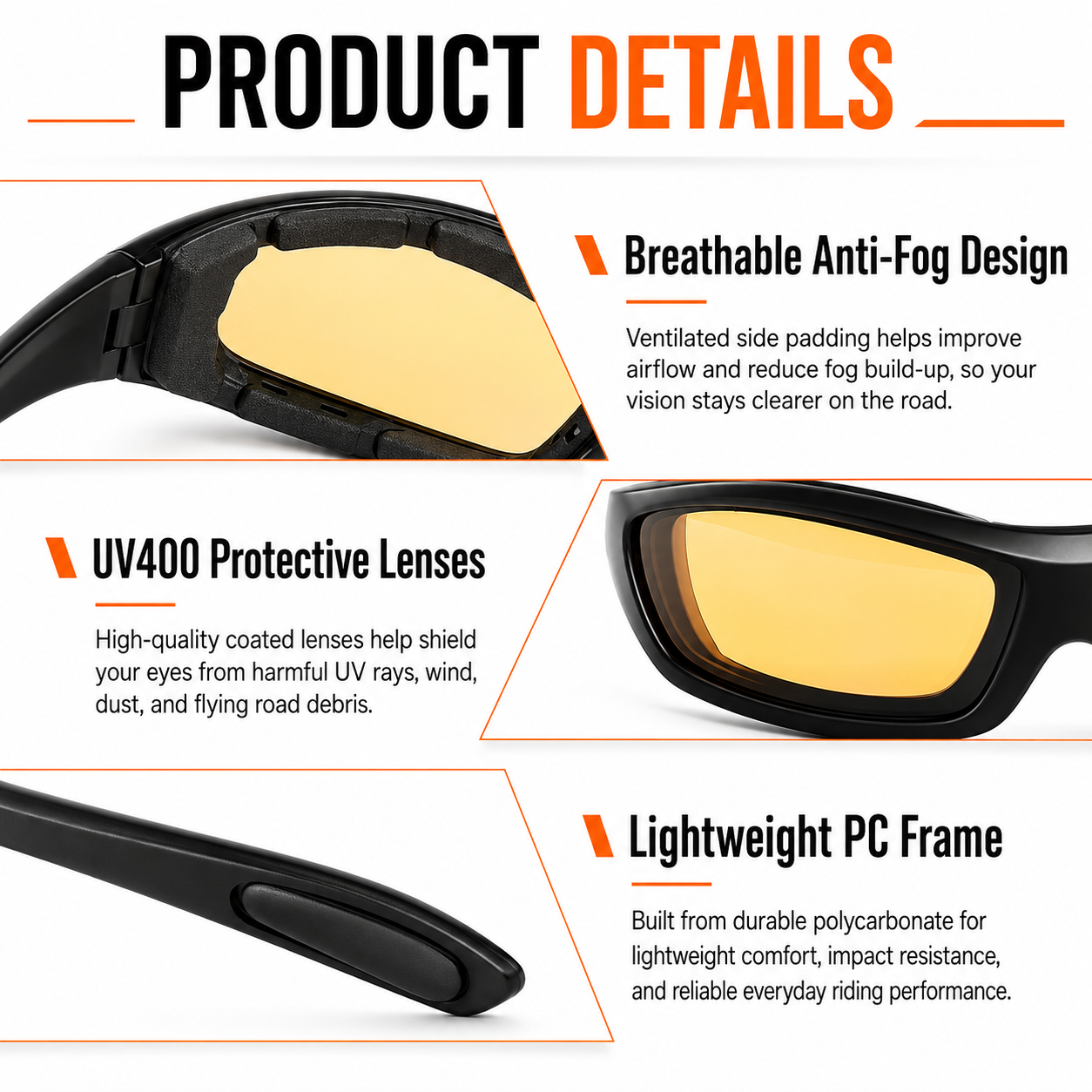 BikerZoneZ RoadVision 4-Lens Riding Glasses